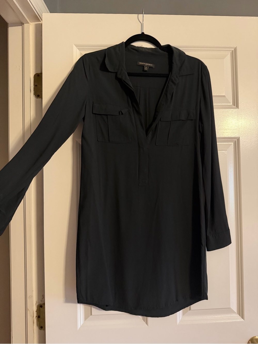 Banana Republic Black Long Sleeve Shirt Dress